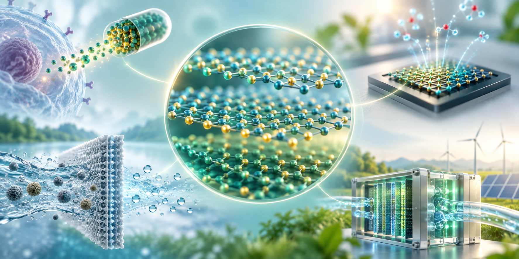 Nanotechnology applications in targeted medicine, advanced materials, clean water, electronics, and renewable energy